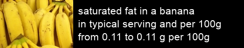 saturated fat in a banana information and values per serving and 100g